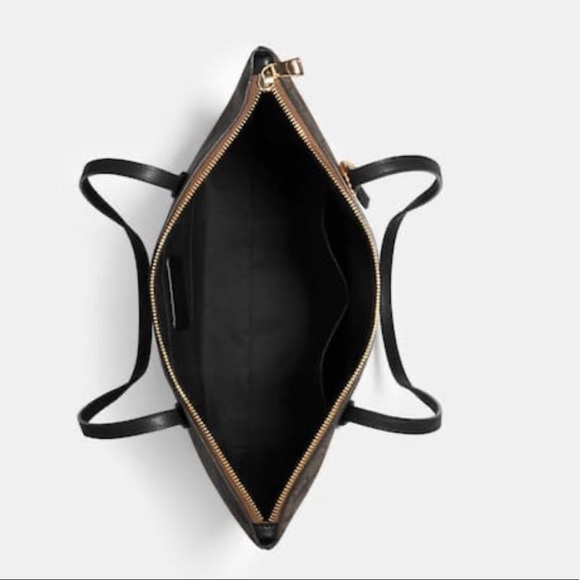 Coach Zip Top Tote in Black Brown Signature Canvas NWT - Picture 2 of 9